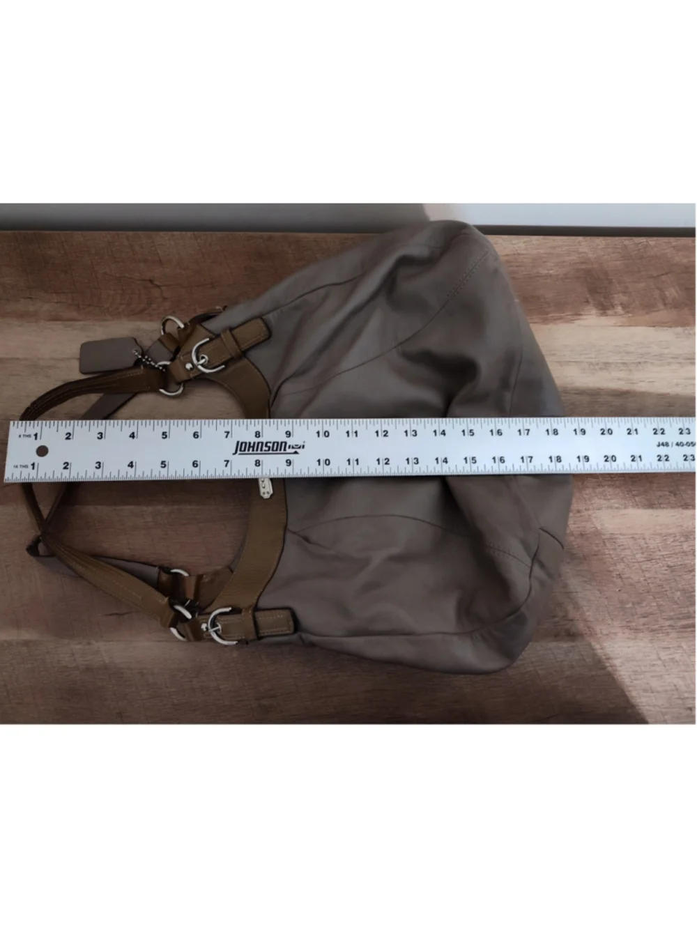 Women's Coach Hobo Bag One Size Grey and Olive Leather